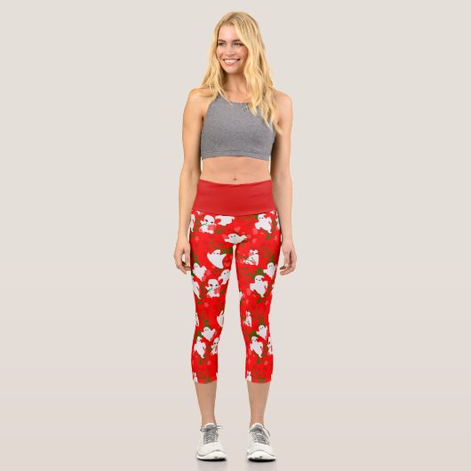 Blumenhalloween ghosts Blume rot Capri Leggings (Vorderseite)