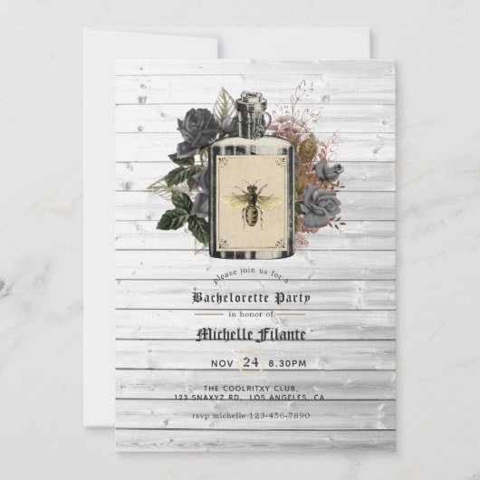 BlumenHalloween Gotischer Junggeselinnen-Abschied Einladung (Vorderseite)