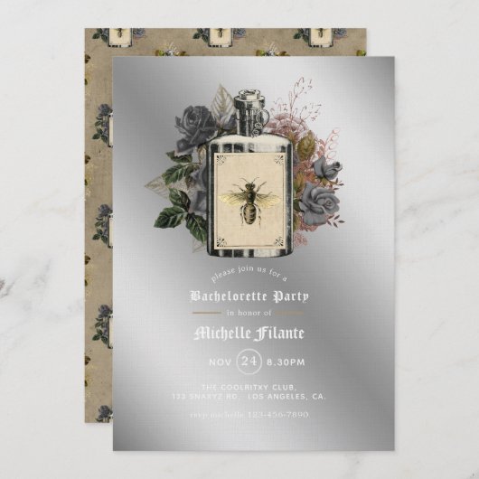 BlumenHalloween Gotischer Junggeselinnen-Abschied Einladung (Vorne/Hinten)