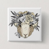 Blumenhalo-Schafe Button (Vorderseite)