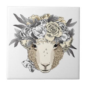 Blumenhalo-Schafe Fliese