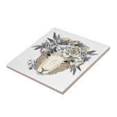 Blumenhalo-Schafe Fliese (Seite)