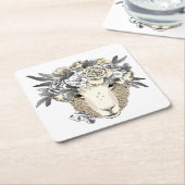 Blumenhalo-Schafe Rechteckiger Pappuntersetzer (angewinkelt)