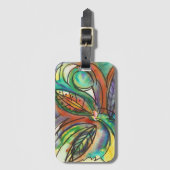 Blumenhandgemalte Aquarellkunst Gepäckanhänger (Vorderseite Vertikal)