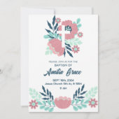 Blumenhandgezeichnet Taufen Einladung (Vorderseite)
