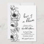 Blumenhandgezogenes weißes Brautparty Einladung (Vorderseite)
