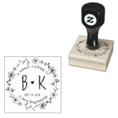 Blumenhandkraut-Monogramm Datum Hochzeit Gummistempel (Stempel)