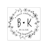 Blumenhandkraut-Monogramm Datum Hochzeit Gummistempel (Prägung)