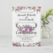 Blumenhändler Antler Bouquet Einladung zur Hochzei (Stehend Vorderseite)