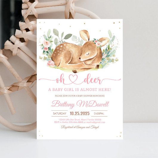 Blumenhändler Oh Deer Girl Babydusche Einladung