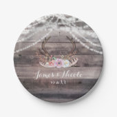 Blumenhändler & Streichlichter Rustikales Party Pappteller (Vorderseite)