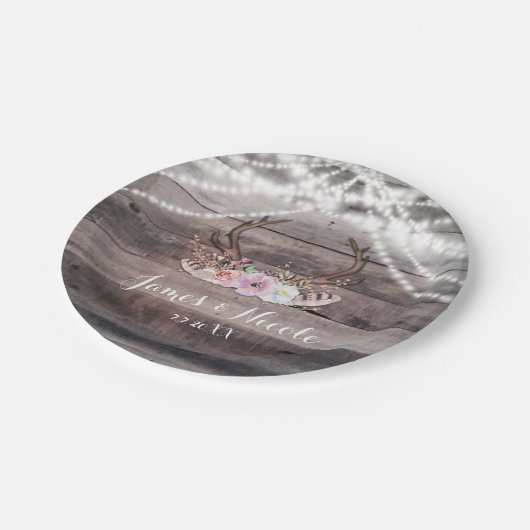 Blumenhändler & Streichlichter Rustikales Party Pappteller (Schrägansicht)