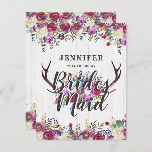 Blumenhändler werden Sie meine Brautjungfrau sein Einladung (Vorne/Hinten)