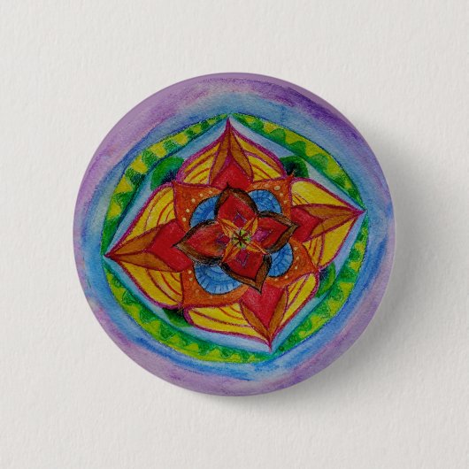 Blumenhandschrift Mandala Art Button (Vorderseite)