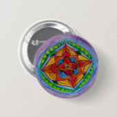 Blumenhandschrift Mandala Art Button (Vorne & Hinten)