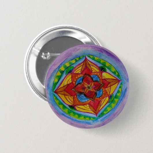 Blumenhandschrift Mandala Art Button (Vorne & Hinten)
