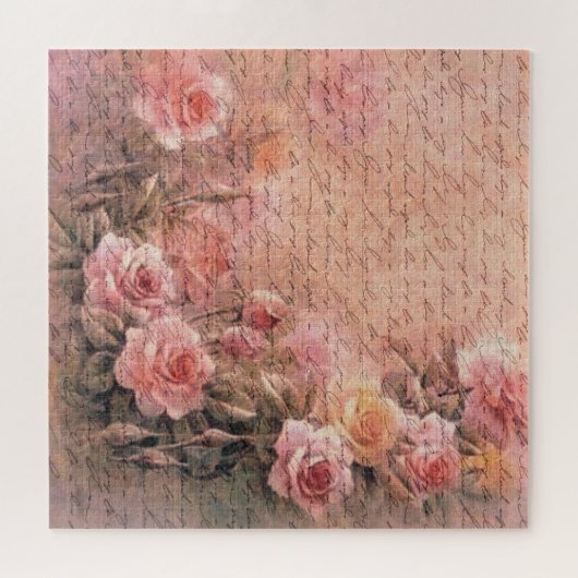 Blumenhandschrift - Rose Antiquitäten Puzzle (Horizontal)