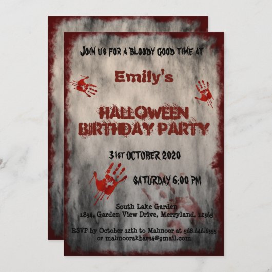 Blumenhandschuhe Vintagen Halloween Geburtstag Einladung (Vorne/Hinten)