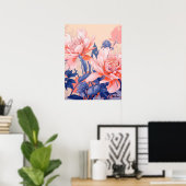 Blumenharmonie: Eine Symphonie aus Rosa und Blau Poster (Heimbüro)