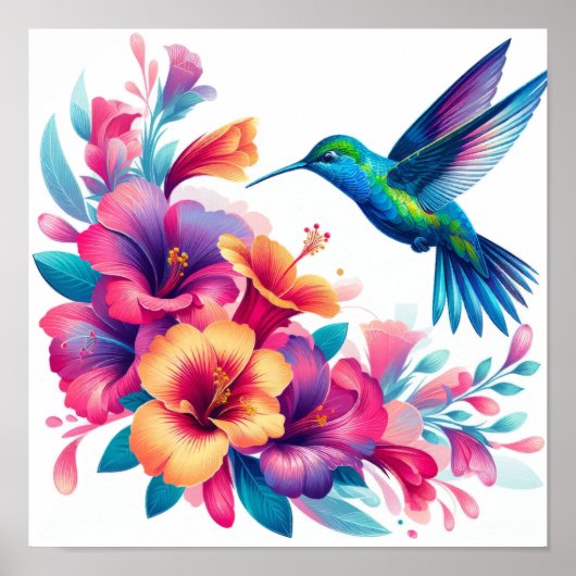 Blumenharmonie: Hummingbird Elegance Poster (Vorne)