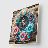 Blumenharmonie: Perfekte Jubiläumsdesign-Idee Quadratische Wanduhr (Winkel)