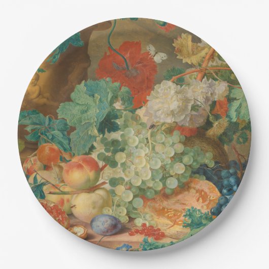 Blumenharmonie und Fruchtbarer Splendor Botanische Pappteller (Vorderseite)