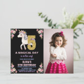 Blumenharmonika zum Geburtstag Einladungen mit Fot (Stehend Vorderseite)