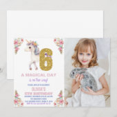 Blumenharmonika zum Geburtstag Einladungen mit Fot (Vorne/Hinten)