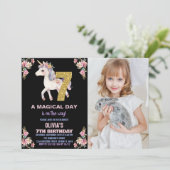 Blumenharmonika zum Geburtstag Einladungen mit Fot (Stehend Vorderseite)