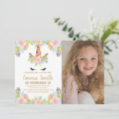 Blumenharmonika zum Geburtstag Einladungen mit Fot (Stehend Vorderseite)