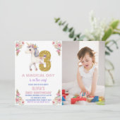 Blumenharmonika zum Geburtstag Einladungen mit Fot (Stehend Vorderseite)