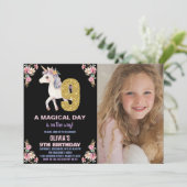 Blumenharmonika zum Geburtstag Einladungen mit Fot (Stehend Vorderseite)