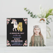 Blumenharmonika zum Geburtstag Einladungen mit Fot (Stehend Vorderseite)