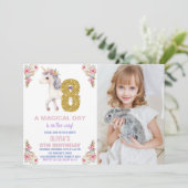 Blumenharmonika zum Geburtstag Einladungen mit Fot (Stehend Vorderseite)