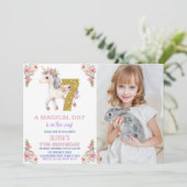 Blumenharmonika zum Geburtstag Einladungen mit Fot (Stehend Vorderseite)