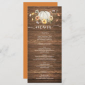 Blumenharvest Pumpkin Hochzeitsmenüs Menükarte (Vorne/Hinten)