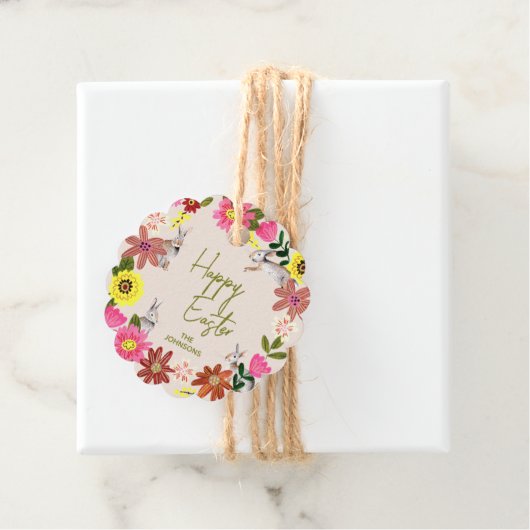 Blumenhase Frohe Ostern Frühlingsgeschenk-Anhänger Geschenkanhänger (Beispiel)