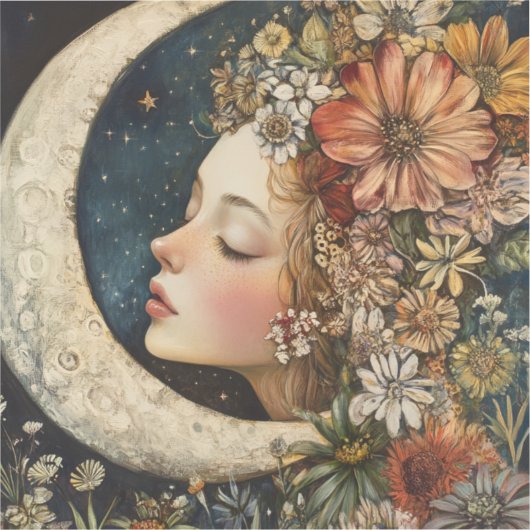 Blumenhaut und Crescent Moon 2 Aufkleber (Vorderseite)