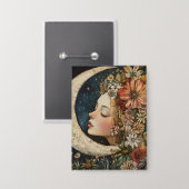 Blumenhaut und Crescent Moon 2 Button (Vorderseite/Rückseite)