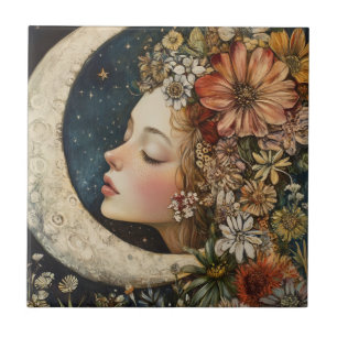 Blumenhaut und Crescent Moon 2 Fliese