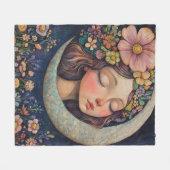 Blumenhaut und Crescent Moon Fleecedecke (Vorderseite (Horizontal))