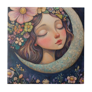 Blumenhaut und Crescent Moon Fliese