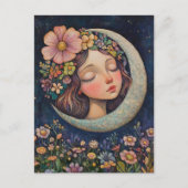 Blumenhaut und Crescent Moon Postkarte (Vorderseite)