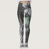 Blumenhawaiianisches Muster mit hellgrün Leggings (Vorderseite)