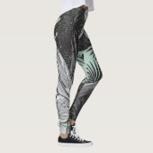 Blumenhawaiianisches Muster mit hellgrün Leggings (Rechts)