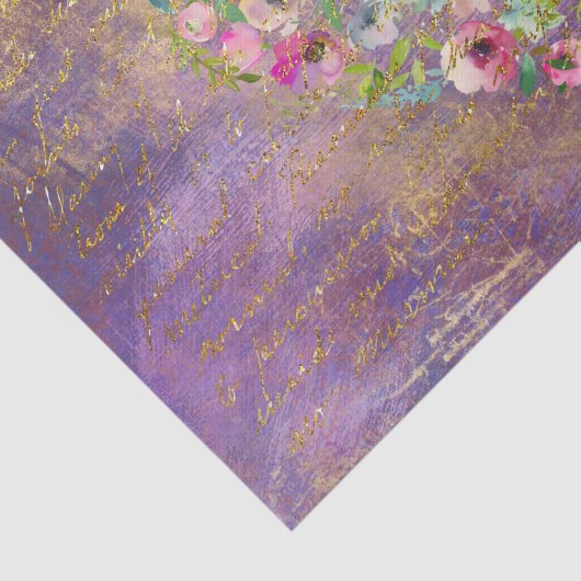 Blumenheart Gold Antike Handschrift Dekoupage Seidenpapier (Ausschnitt)