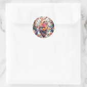 Blumenheftsticker Künstlerisch Runder Aufkleber (Tasche)