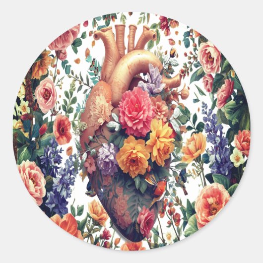 Blumenheftsticker Künstlerisch Runder Aufkleber (Vorderseite)
