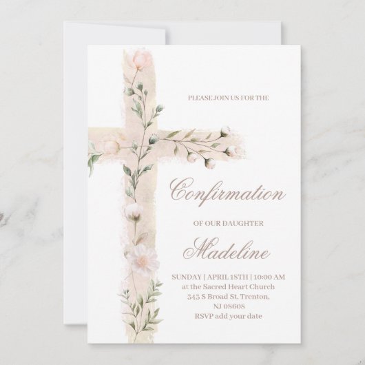 Blumenheilige Kreuzbestätigung Einladung (Vorderseite)