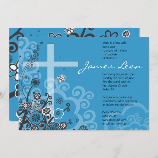 Blumenheilige Kreuztaufe Einladung zur Feier (Vorne/Hinten)